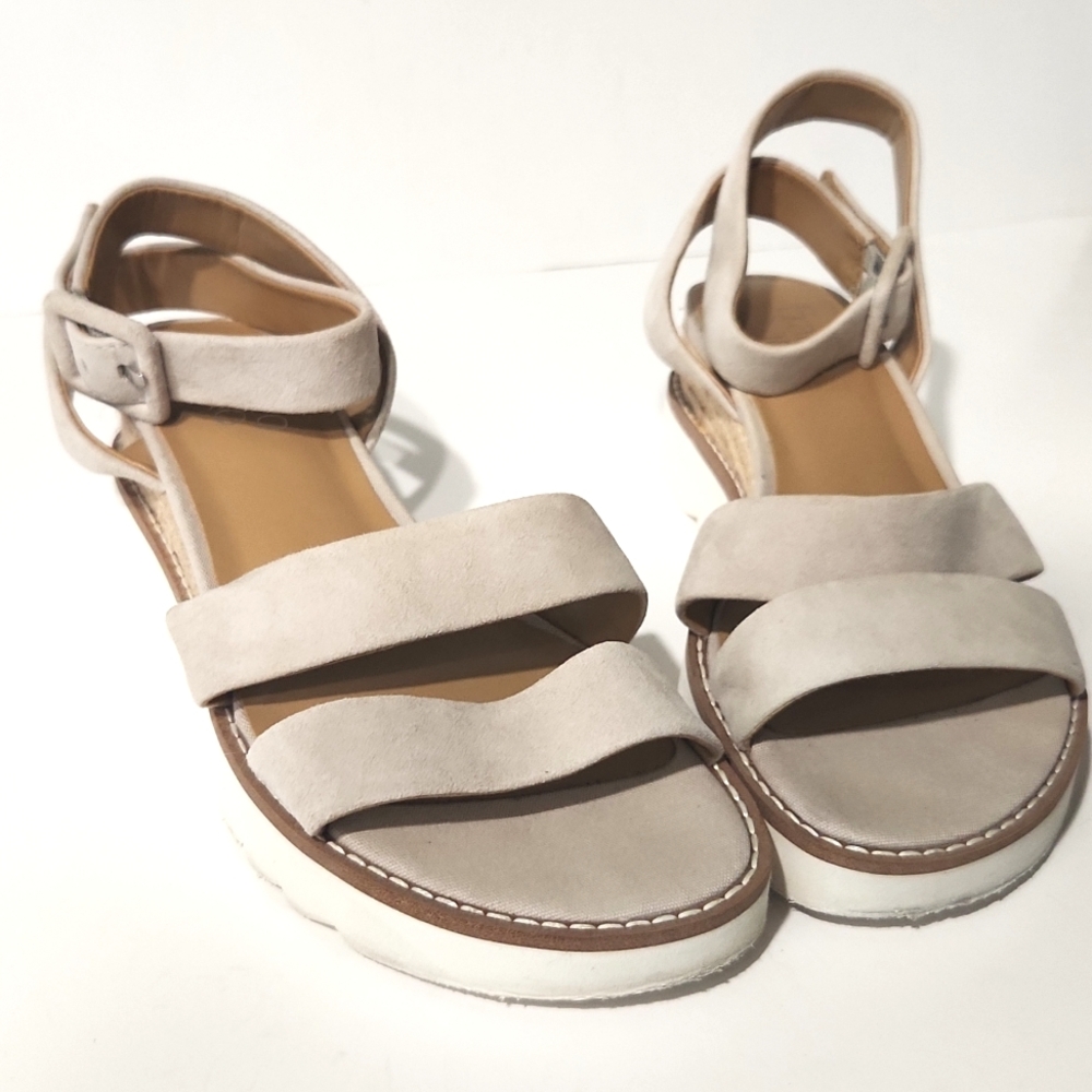 Franco Sarto Connolly Leather Jute Wedge Sandals Size 6M EUC